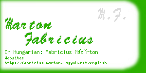 marton fabricius business card